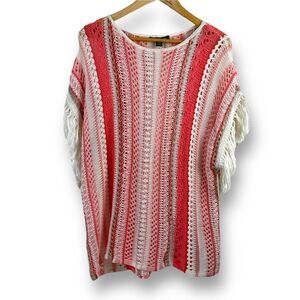 Tommy Bahama Coral, Off White, Tan Crochet Sweater Size M